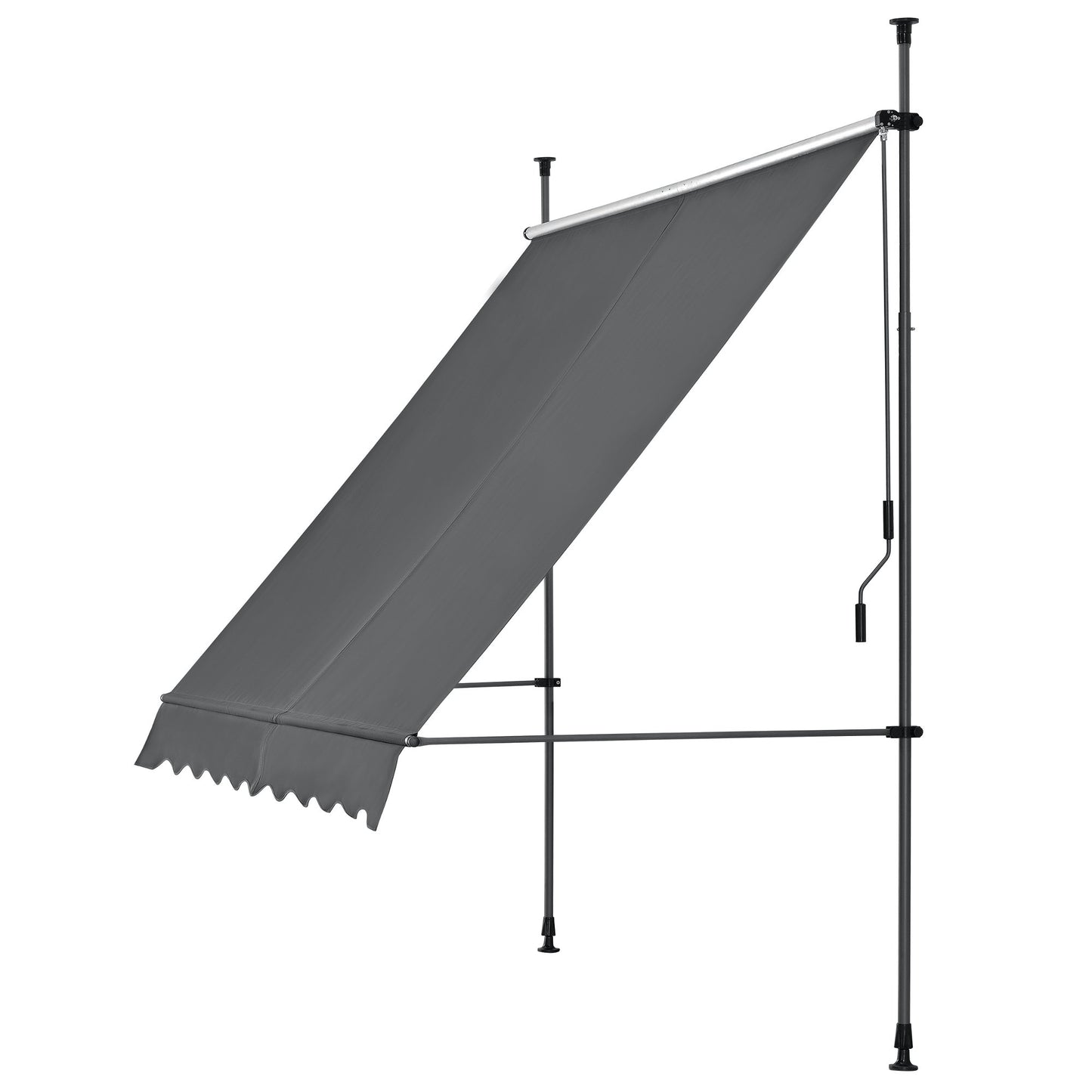 pro.tec Toldo Retráctil Stem Toldos Exterior Terraza Balcón Ajustable en Altura Manual Resistente Protector de Sol Sin Taladrar Acero/Poliéster 150 x 120 x 220-309 cm - Gris