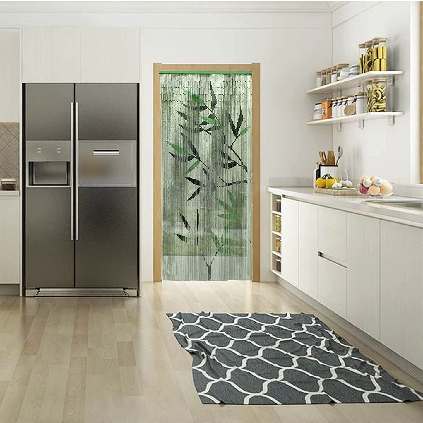 TIENDA EURASIA - Cortina para Puerta de Exterior, Cortina de Tiras de Bambú, Medida 90 x 200 cm, Diseño Estampado (Bambú)