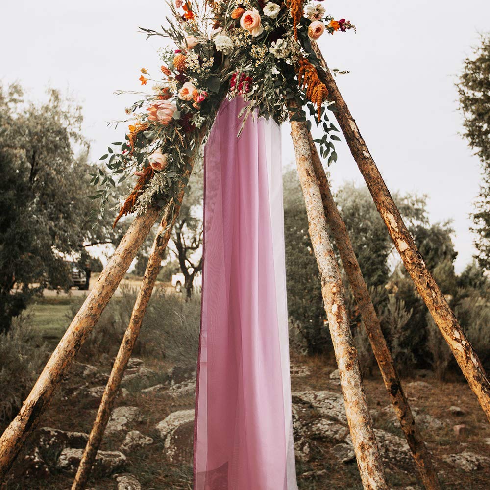 PONY DANCE Decorativa Boda Cortina Arco Gasa Visillo, Romántica Borgoña Sombra Traslúcida Suave Ventana Bufanda Cenefa para Grandes Eventos Exterior/Interior, 1 Panel, 548 x 152 cm