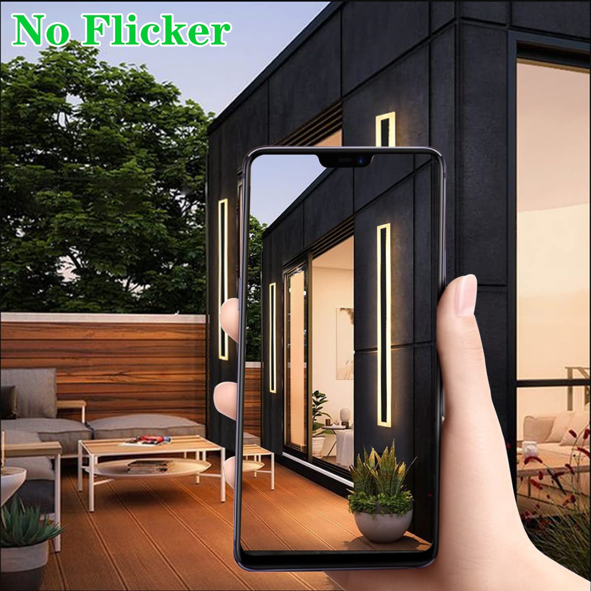 ZTWLEED Lámpara de Pared Larga Villa Apliques de Pared Negra,8W 40CM Aplique Pared Exterior,Aplique de Pared Exterior LED Impermeables IP65,Blanco Cálido 3000K AC220V para Balcón Jardín Villa