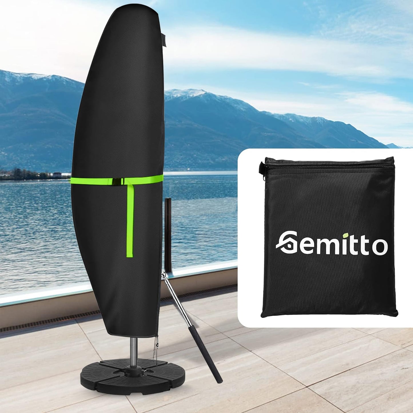 GEMITTO Funda Protectora para sombrilla (diámetro 2-4 m) Funda Impermeable para sombrilla de jardín