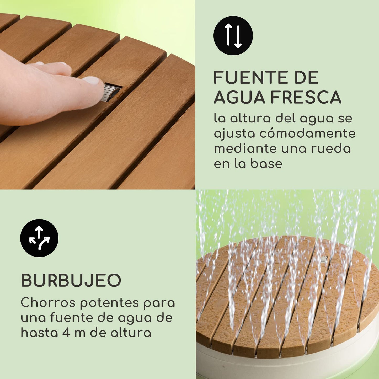Blumfeldt Garden Shower Sumatra Breeze Round SL - ducha de jardín ducha exterior piso de ducha ducha exterior ducha de sauna, Altura ajustable hasta 4 m, Material: Aluminio / WPC, Ø 70 cm, marrón
