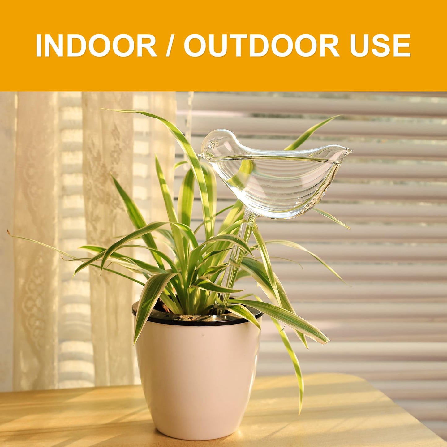 REUUY KiKiHome - Goteros de agua para plantas, bombillas de vidrio para plantas, globos de riego automático para plantas, dispositivo de riego automático para plantas de interior y exterior, 2 pájaros