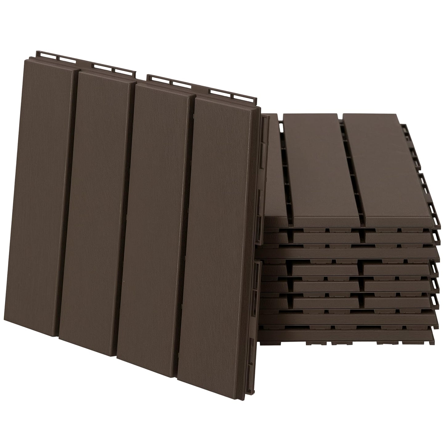 Outsunny Baldosas Cuadradas para Suelos Antideslizantes Exteriores Interiores Paquete de 9 Piezas 0.81 m² 30x30 cm Marrón