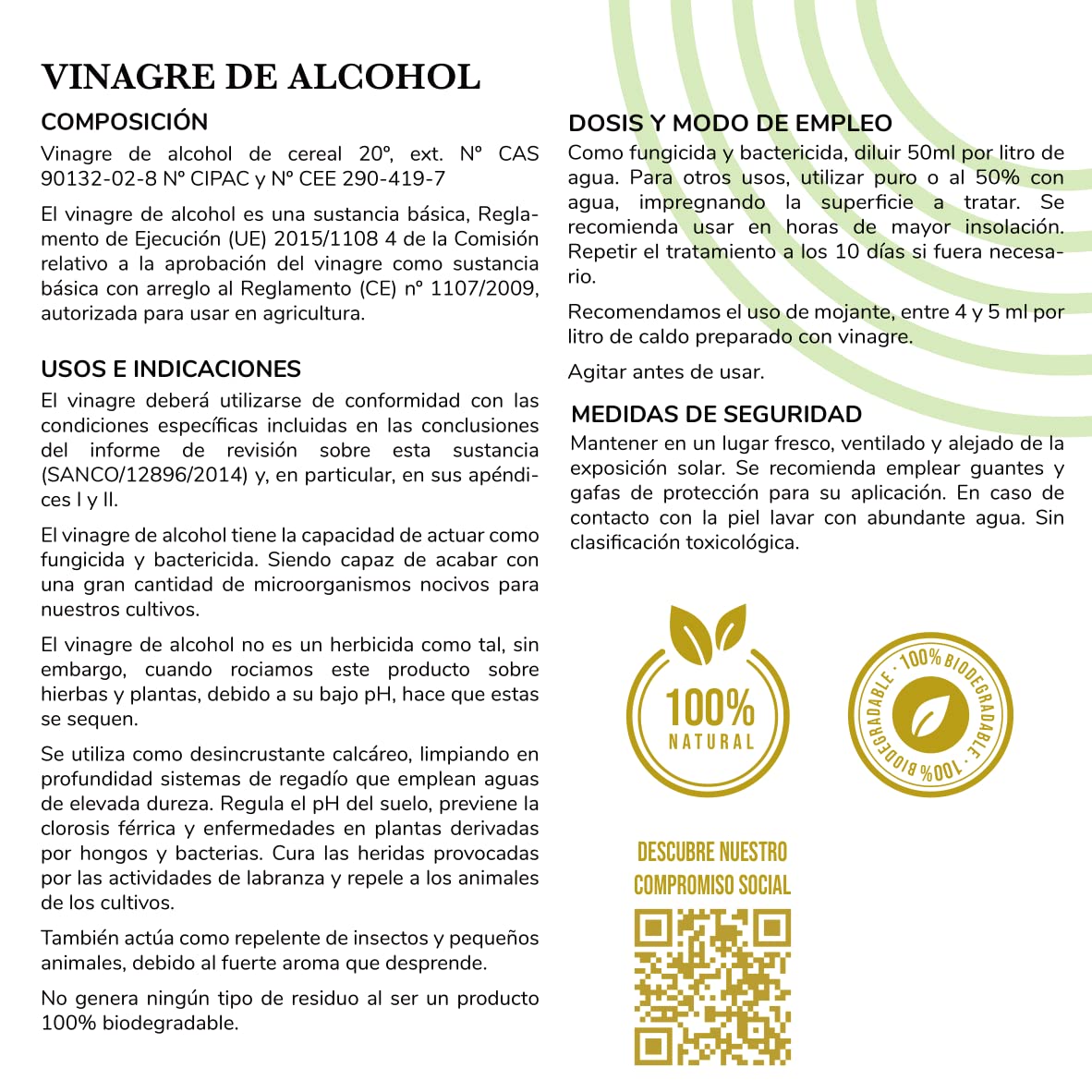 Bioky® Vinagre Concentrado al 20% - 1L – Origen Natural de Alcohol de Cereal – Sin Residuo - Acción Limpiador Profundo - Elimina Moho y Hongos (1L)