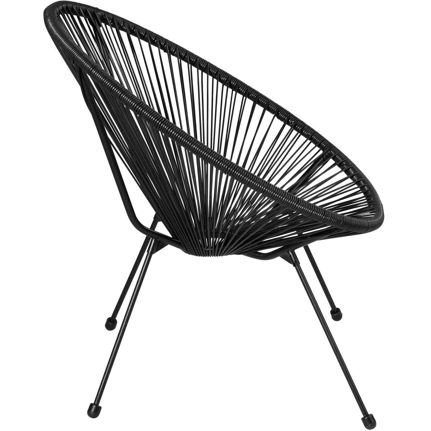 tectake® Conjunto Muebles Jardín Exterior de Acero, Estilo Acapulco, 2 Sillas y 1 Mesa con Cristal, Mesa y Sillas de Terraza Resistentes a Intemperie,Topes en Patas, para Interior y Exterior - negro