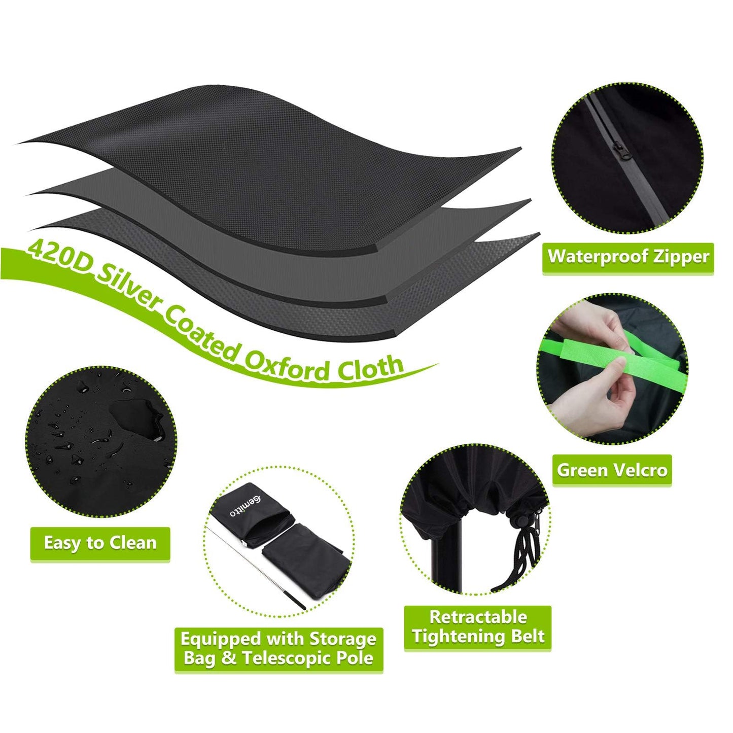 GEMITTO Funda Protectora para sombrilla (diámetro 2-4 m) Funda Impermeable para sombrilla de jardín