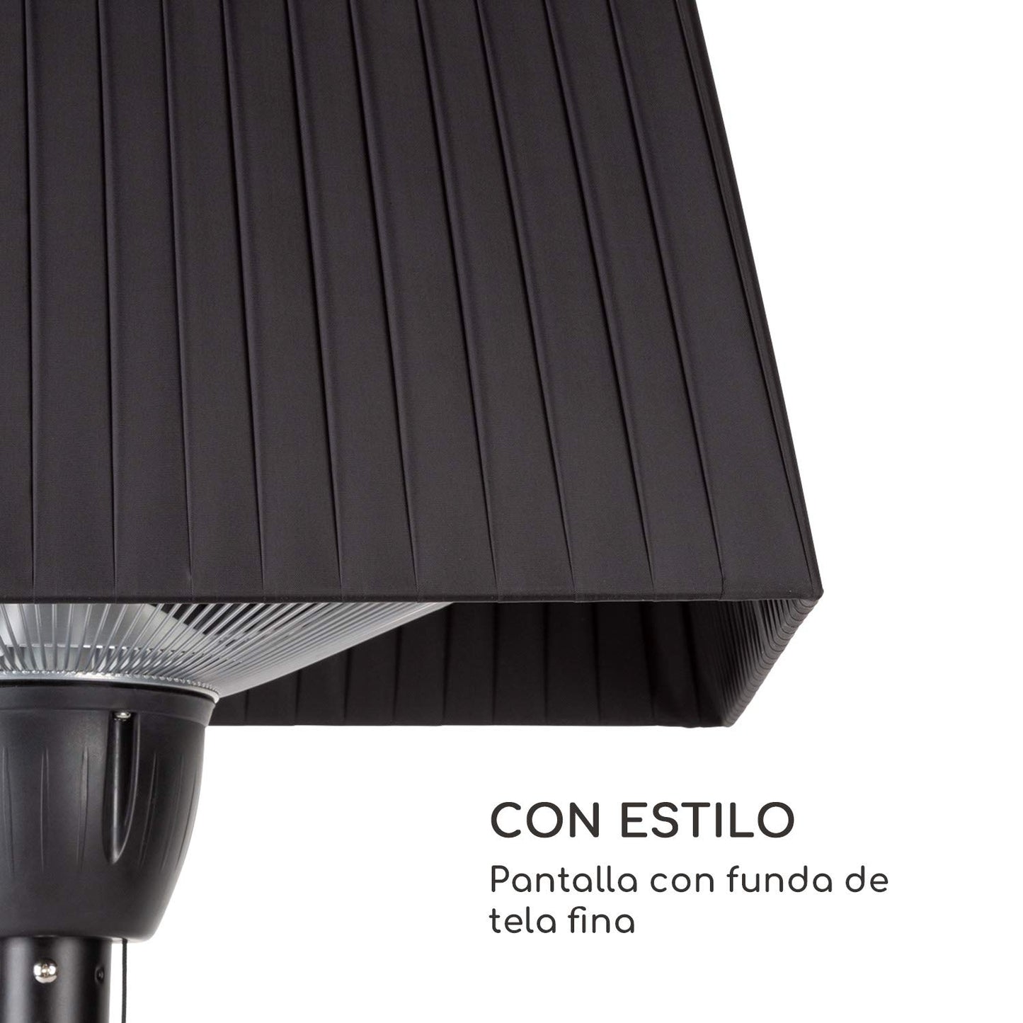 blumfeldt Loras Style - Calefactor eléctrico infrarrojo, Potencia de 1500 W, hasta 30 m², Sistema ComfortHeat, Cuerda de tracción, Pantalla con Cubierta de Tela, Negro