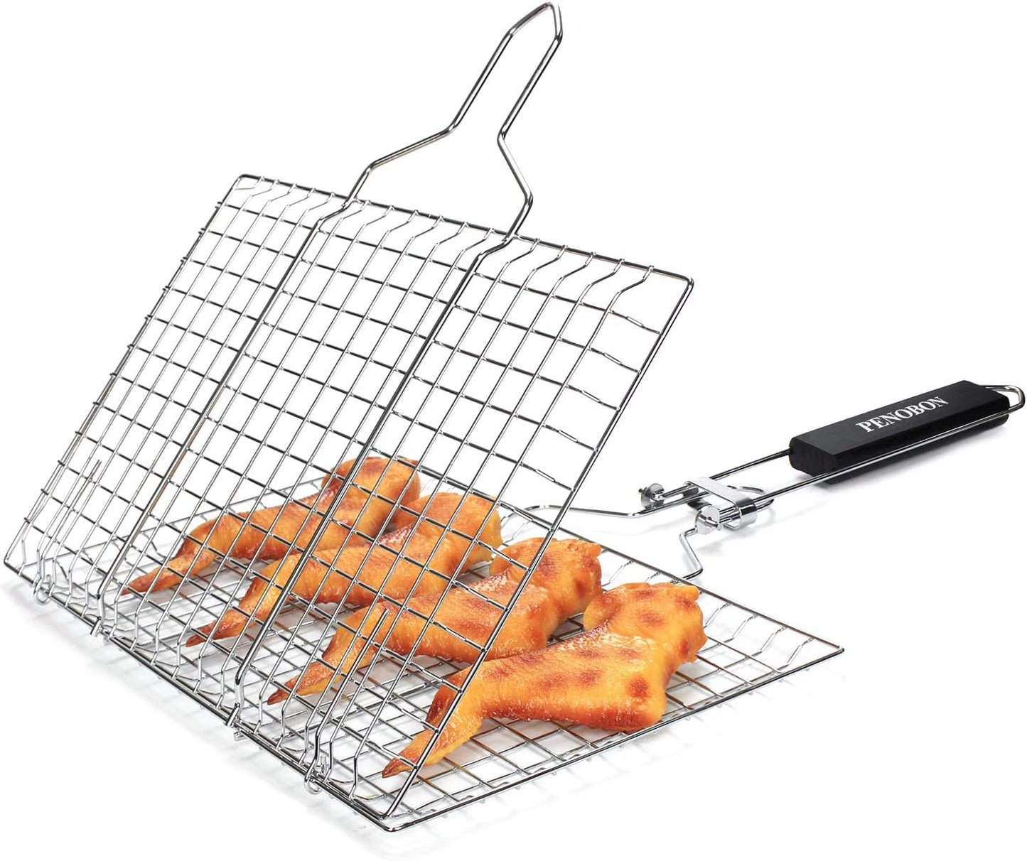 Canasta de asado de Pescado, Canasta de Parrilla de Barbacoa de Acero Inoxidable portátil Plegable, Viene con Cepillo de Cocina y Bolsa de Almacenamiento (Tipo 1)