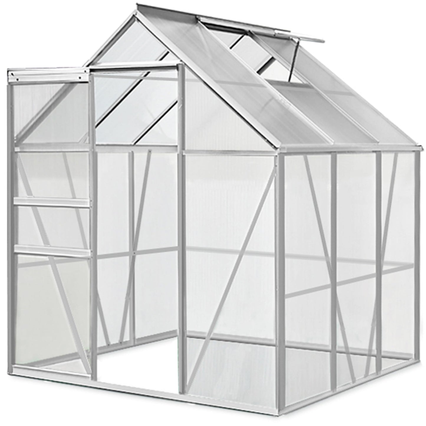 Gardebruk Invernadero de Aluminio 3,6m² Cobertizo de Jardín con Base Plantas 5,8m³ 190x190cm Vivero Huerto