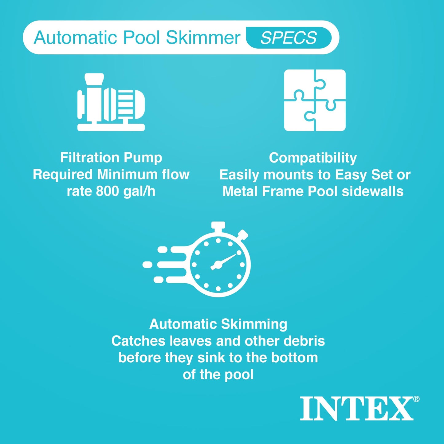 Intex Skimmer de superficie - Skimmer de superficie de montaje en pared de lujo - Skimmer de suspensión, 49x43x34 cm (28000E)