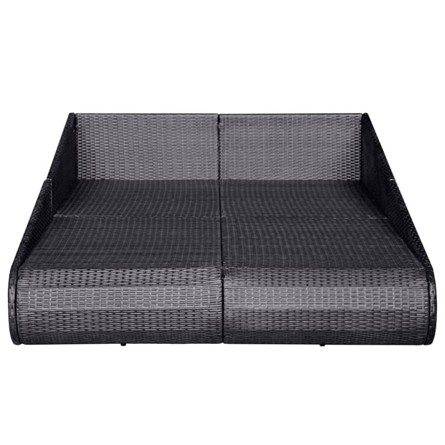 Deufre Tumbona Doble Tumbona Terraza Cama Jardín Sofa Exterior con Dosel Sofas Exterior Jardin Ratan Muebles de Jardín Conjunto Jardin con Cojines Lavables para Jardín Terraza Patio Negro