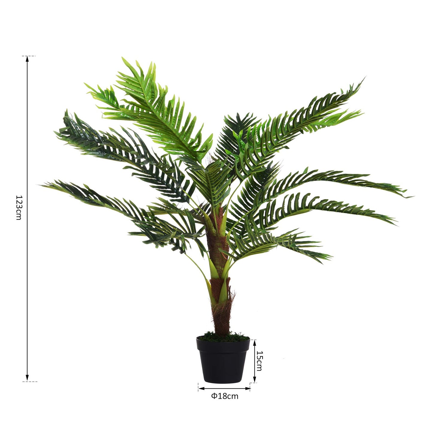 Outsunny Planta Artificial en Maceta Altura 123 cm Árbol Artificial para Decoración Hogar Oficina y Exterior Verde