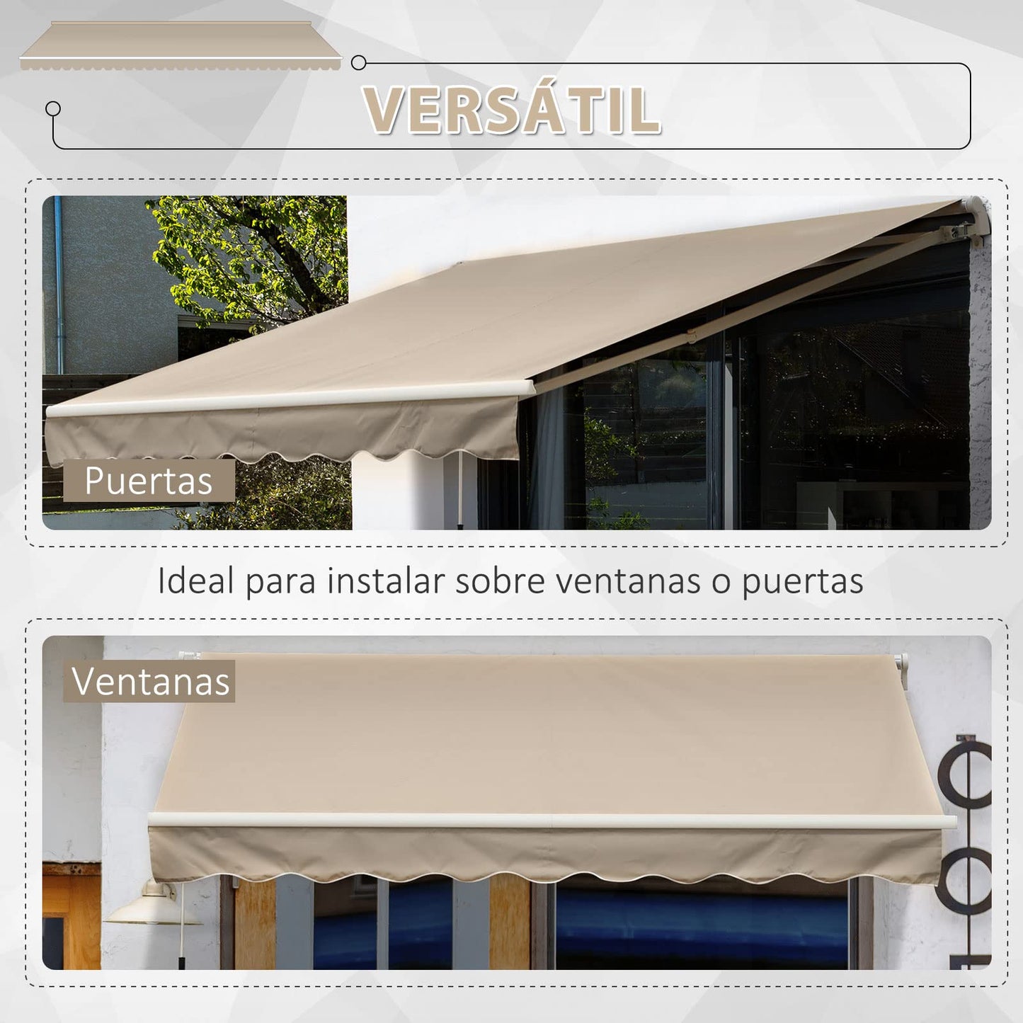 Outsunny Toldo para Patio Balcón Terraza y Jardín con Brazo articulado de Aluminio y Tela de Poliéster de 280g/m2 400x250cm (Marrón)