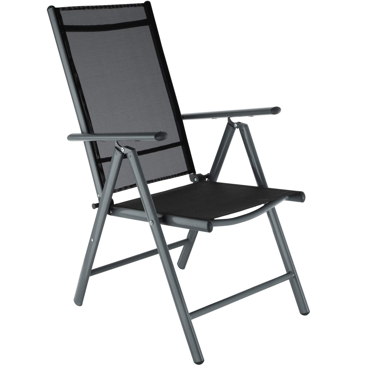 TecTake® Conjunto Muebles Jardín Exterior 9 Piezas, Estructura de Aluminio, Mesa y Sillas Terraza Impermeables, Resistentes a Intemperie, Sillas Plegables y Reclinables, Tela Transpirable - Plata