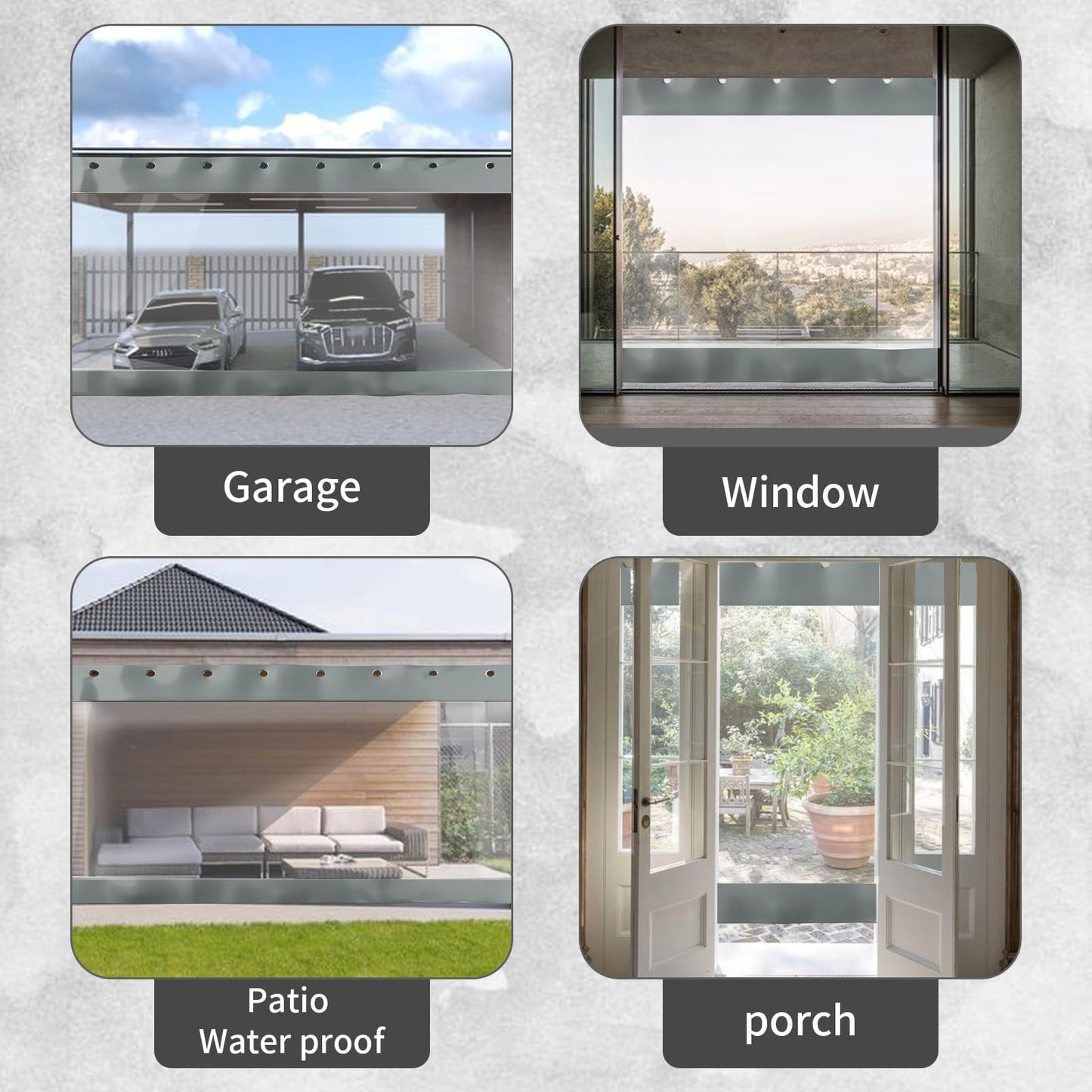 CLXRZM Exterior Impermeable Vinilo Lona Cortinas, Cortina Transparente al Aire Libre, 0.6mm PVC Duradera Panel Lateral con Ojales para Porche Terraza Pérgola, 3x2.5m