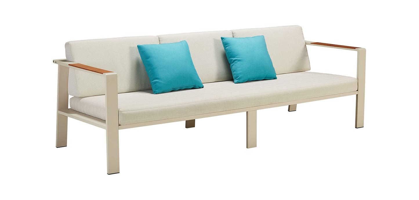 Tarrington House Conjunto de exterior Tambani, aluminio/madera/olefina, mesa auxiliar, sofá, 2 sillones, incluye cojines, 5 personas, 4 piezas