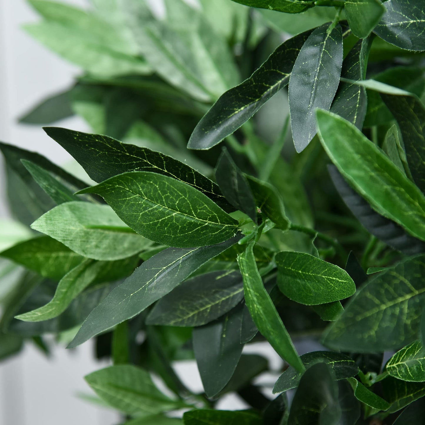 Outsunny 2 Plantas Artificiales de 90 cm de Altura Árboles de Laurel Decorativos con Maceta para Hogar Salón Uso en Interiores Verde