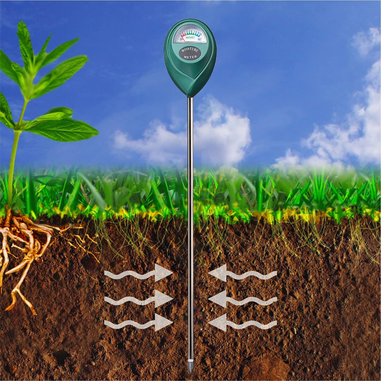 XLUX Medidor de Humedad de Suelo de Uso Profundo, Sensor indicador de Monitor de Agua, higrómetro para Plantas Grandes de Interior y Exterior, Flores, jardinería, Agricultura