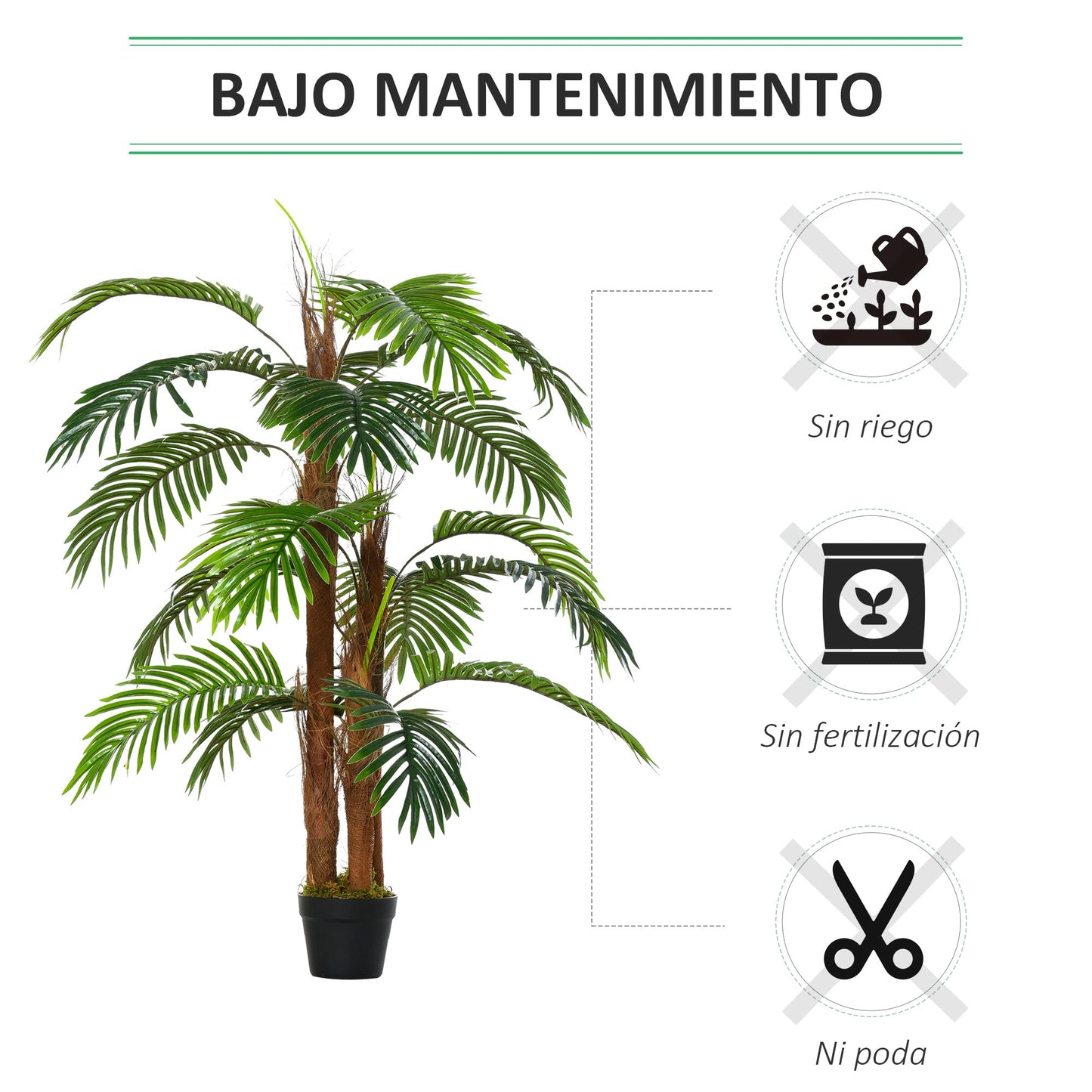Outsunny Planta Artificial en Maceta Altura 123 cm Árbol Artificial para Decoración Hogar Oficina y Exterior Verde