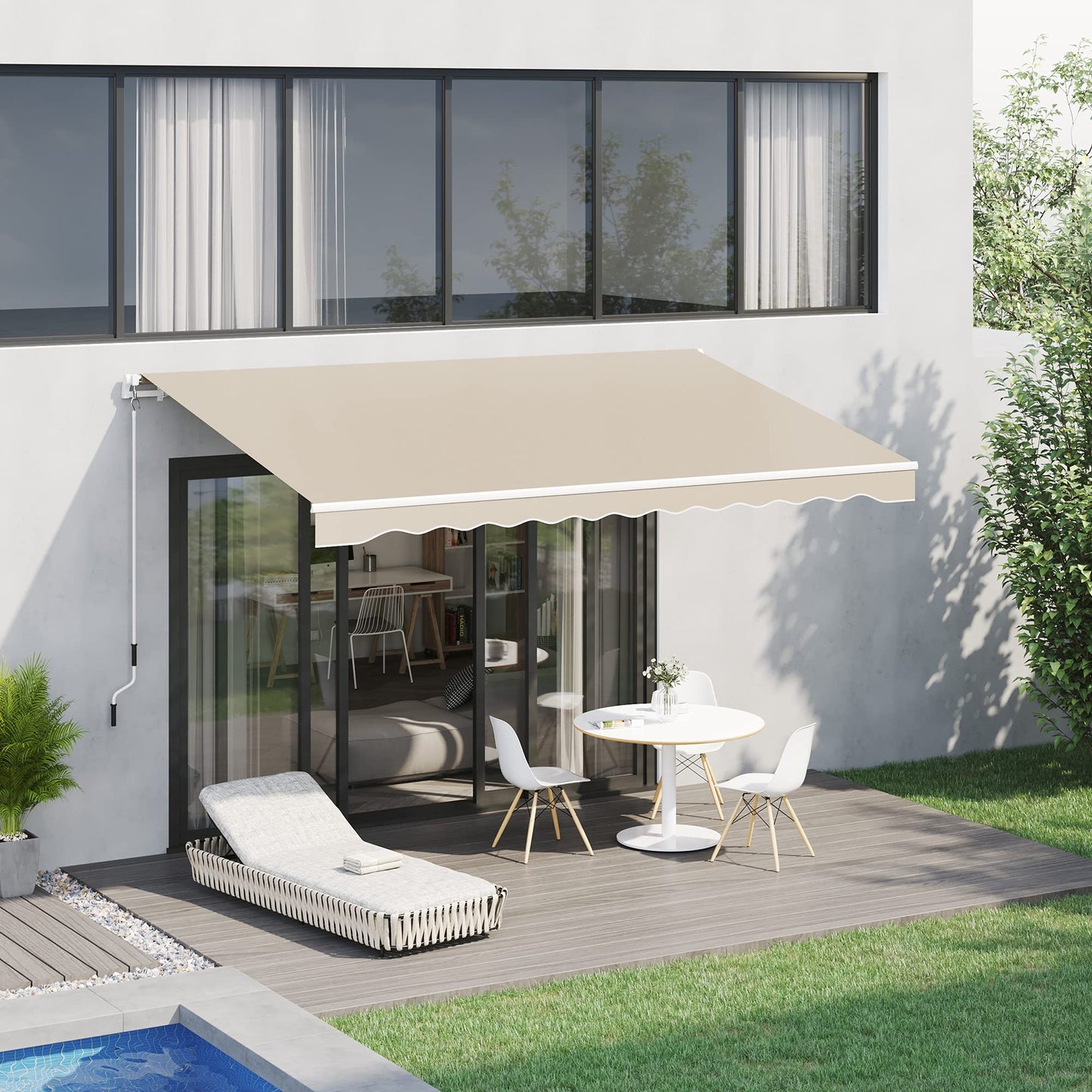 Outsunny Toldo para Patio Balcón Terraza y Jardín con Brazo articulado de Aluminio y Tela de Poliéster de 280g/m2 400x250cm (Marrón)