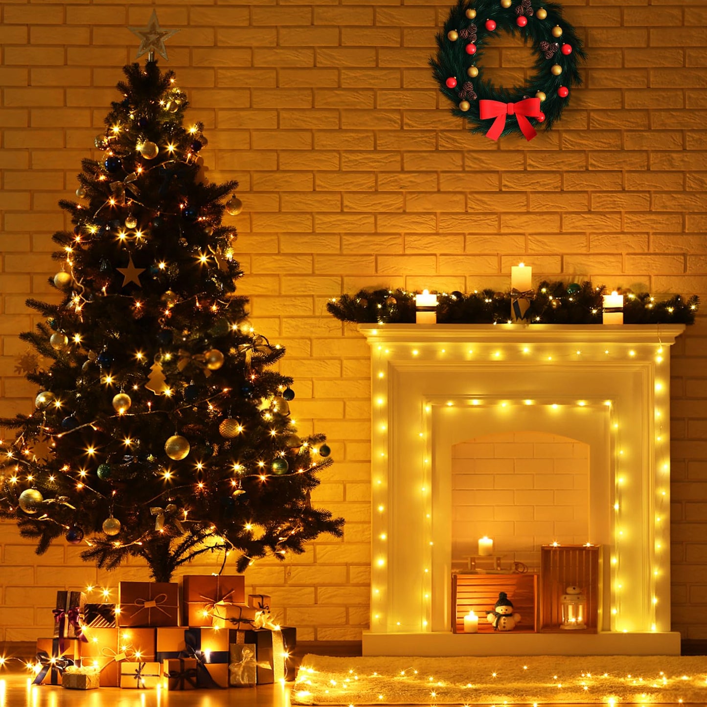 GHONLZIN Guirnaldas Luces Exterior Solar, 2 Paquete 150 Luces LED Solares Exteriores Jardin IP65 Impermeable con 8 Modos de Iluminación, 15M/49Ft Cadena de Luces Decoracion para Navidad,Jardines