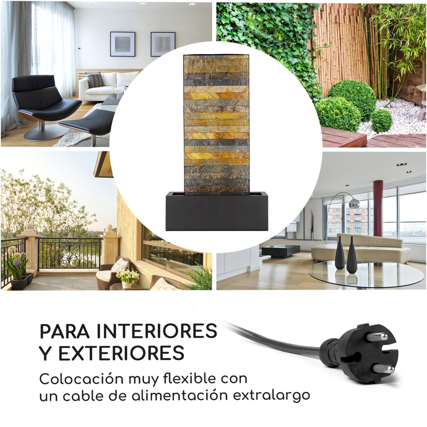Blumfeldt Raincastle - Fuente para Patio, Circulación Continua del Agua en Circuito Cerrado, 8W, Certificado de protección IPX8, Metal zincado, estética ladrillo, Interior y Exterior, Gris