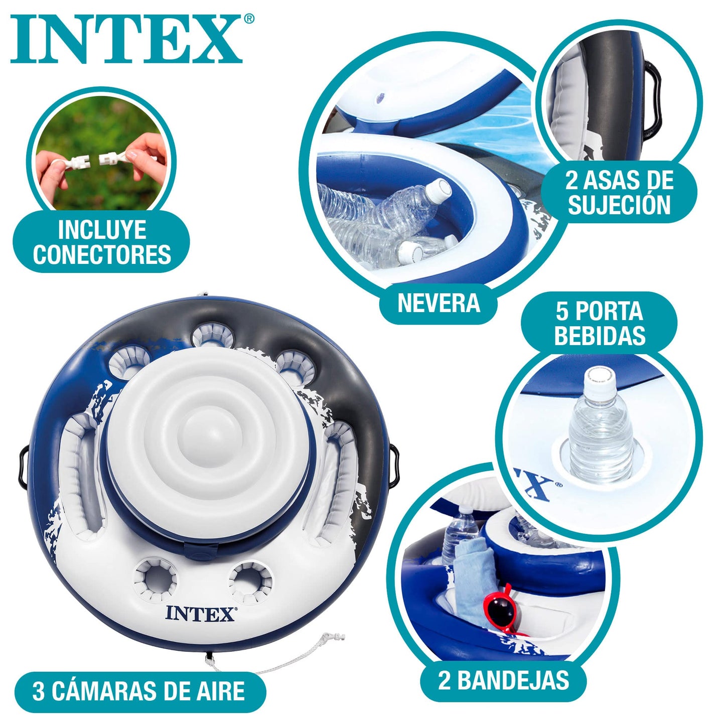 Intex Nevera hinchable mega chill, gama river run, diámetro 89 cm (56822)