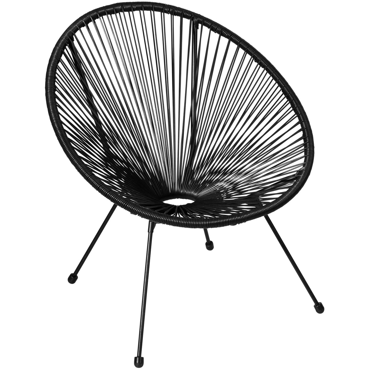 tectake® Conjunto Muebles Jardín Exterior de Acero, Estilo Acapulco, 2 Sillas y 1 Mesa con Cristal, Mesa y Sillas de Terraza Resistentes a Intemperie,Topes en Patas, para Interior y Exterior - negro