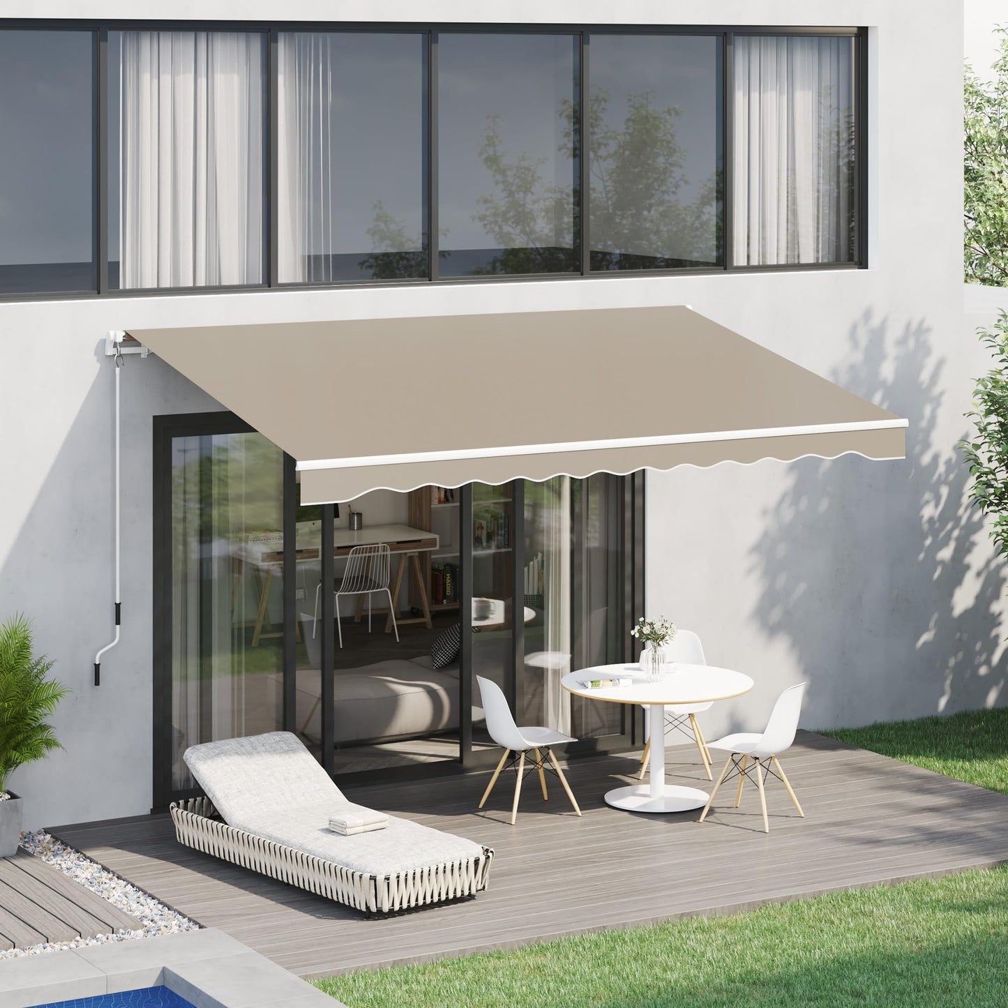 Outsunny Toldo para Patio Balcón Terraza y Jardín con Brazo articulado de Aluminio y Tela de Poliéster de 280g/m2 400x250cm (Marrón)