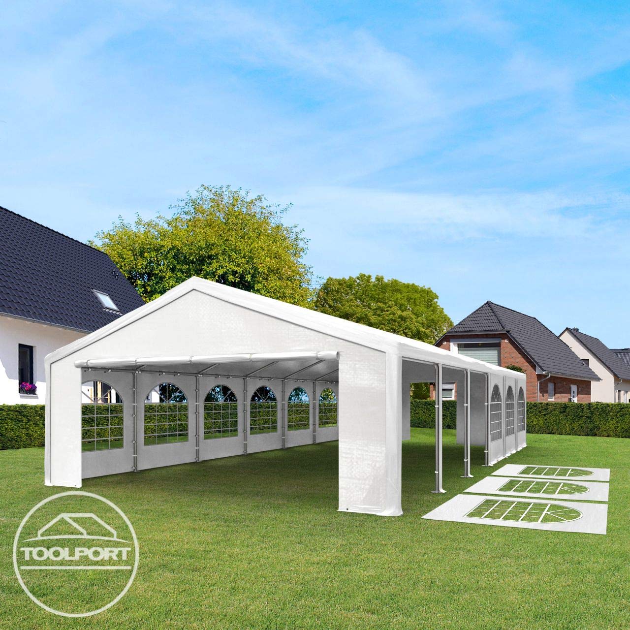 TOOLPORT Carpa de Fiesta 4x6 m Carpa para Fiestas Carpa de Lona PE 450 N Carpa de jardín Carpa para Fiestas Blanca Impermeable