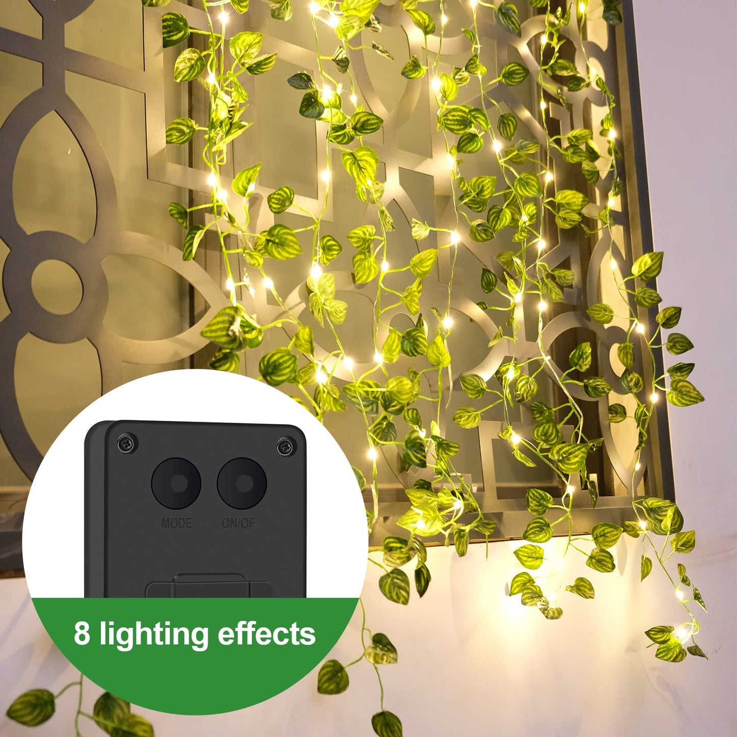 GuKKK Guirnaldas Luces Exterior Solar, Luces de Cadena Solares de Hiedra Artificial 100LED 10M, Luces Solares Led Exterior Jardin, 8 Modos, Impermeable Cadena de Luces Solares Decoración, para Jardín