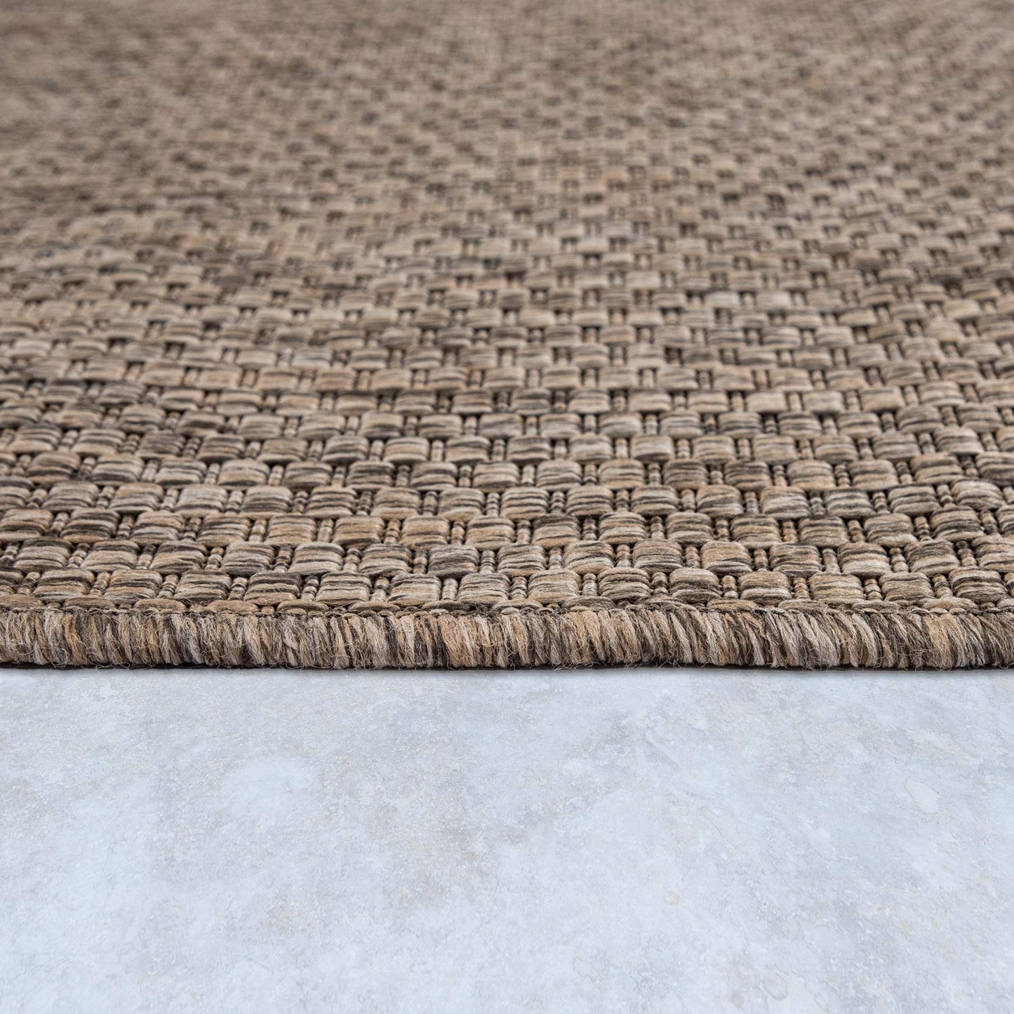 Paco Home Alfombra Exterior Interior Balcón Terraza Alfombra Cocina Monocolor Jaspeado, tamaño:80x250 cm, Color:Taupe