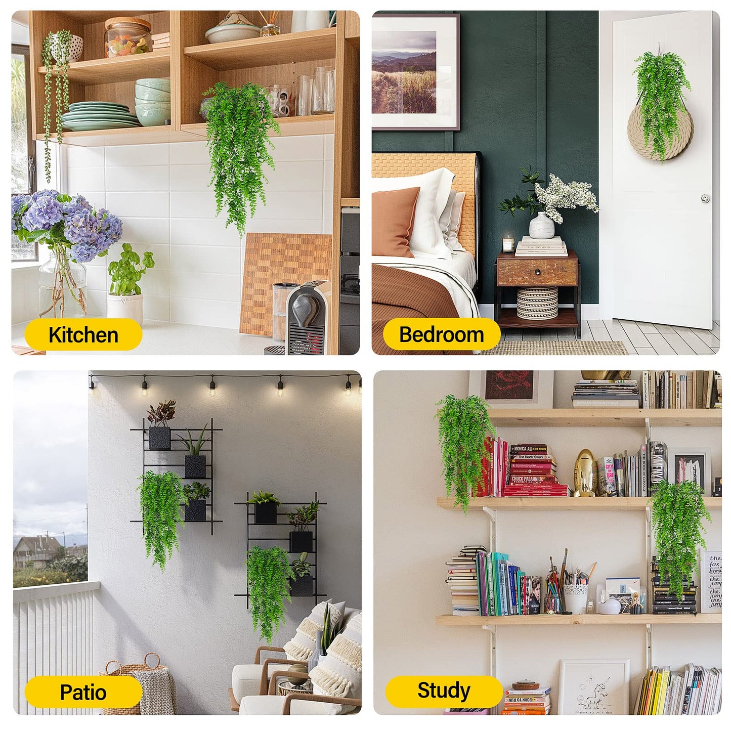 ADORAMOUR Plantas Artificiales Decorativas 2 Piezas Planta Colgantes del Hogar Decoración Pared para Interior y Exterior, Vid de Imitación para Sala de Estar, Seto y Jardín