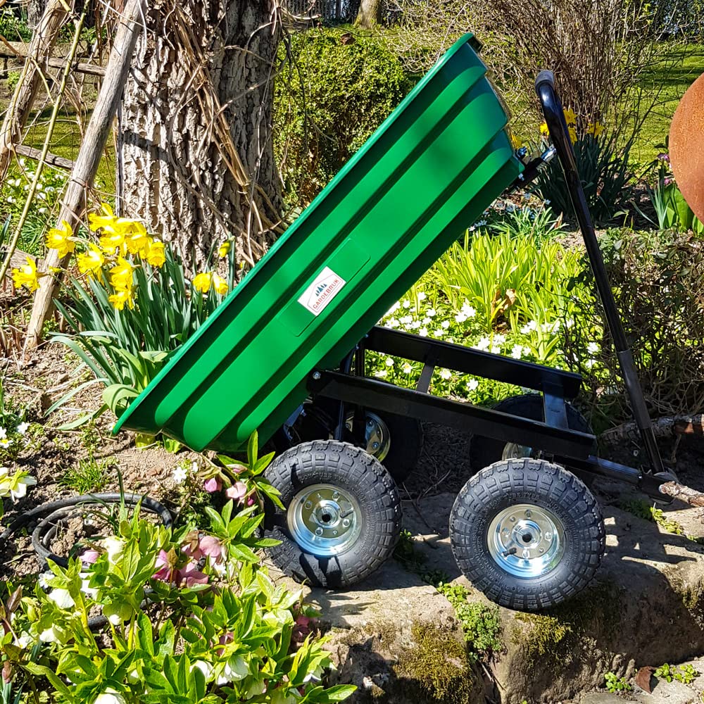 Gardebruk® Carretilla de Jardín Plástico Verde Neumático Ø26cm Carga 300Kg Carro de Mano Jardinería Obra