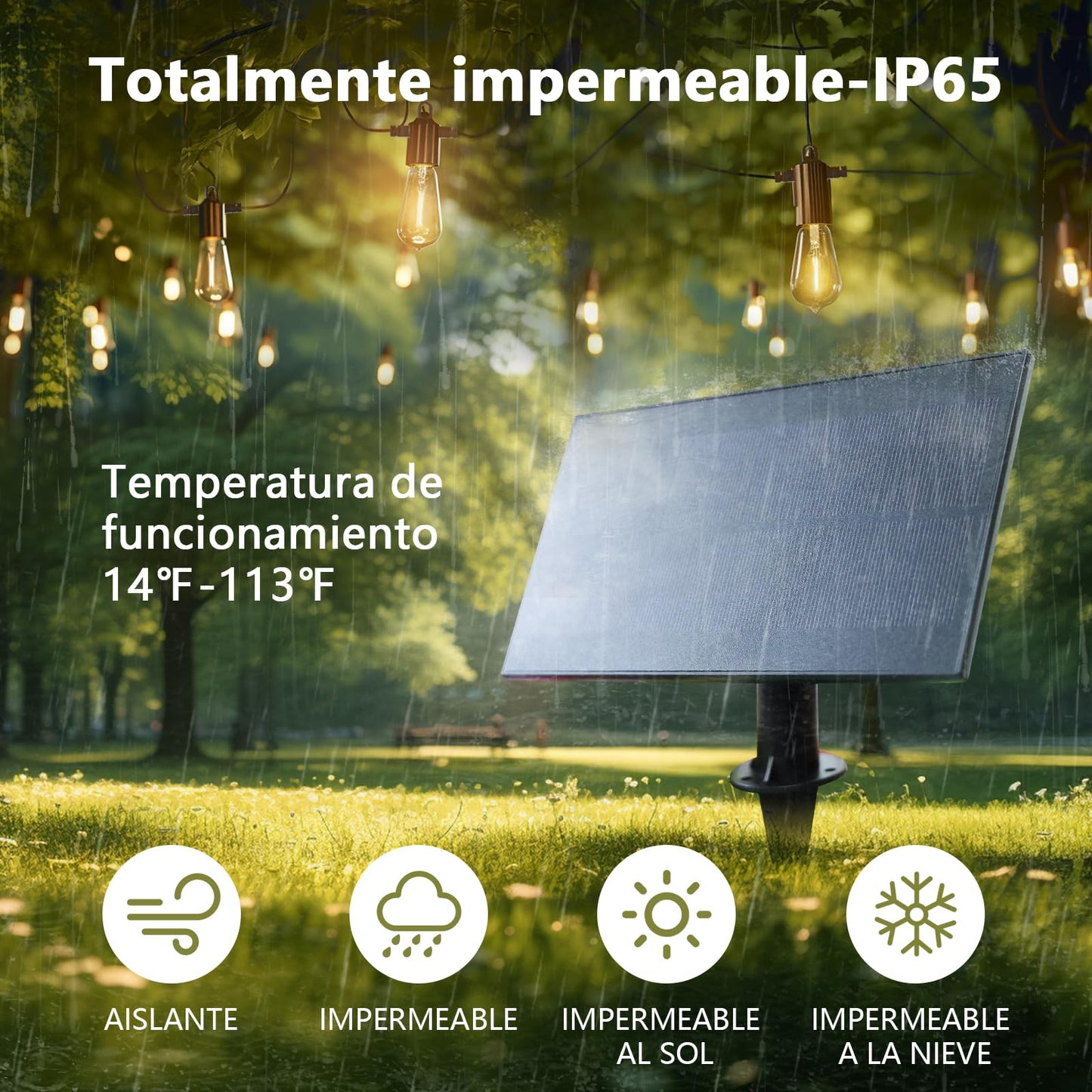 ZOTOYI Guirnaldas Luces Exterior Solar 15 Metros, ST38 Guirnaldas Luminosas de Exterior Solar con 24+2 LED Bombillas, 4 Modos Luz, IP65 Impermeable luces exterior solares para Jardín Fiesta Boda