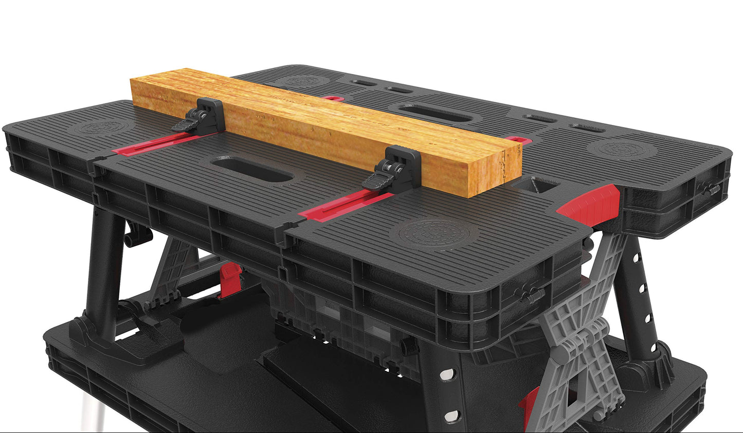 Keter- Mesa de herramientas plegable; 85 x 55,5 x 11,2 cm (cerrado) - 91 x 55,5 x 75,5 cm (abierto); Resistencia 450 Kg; Color negro