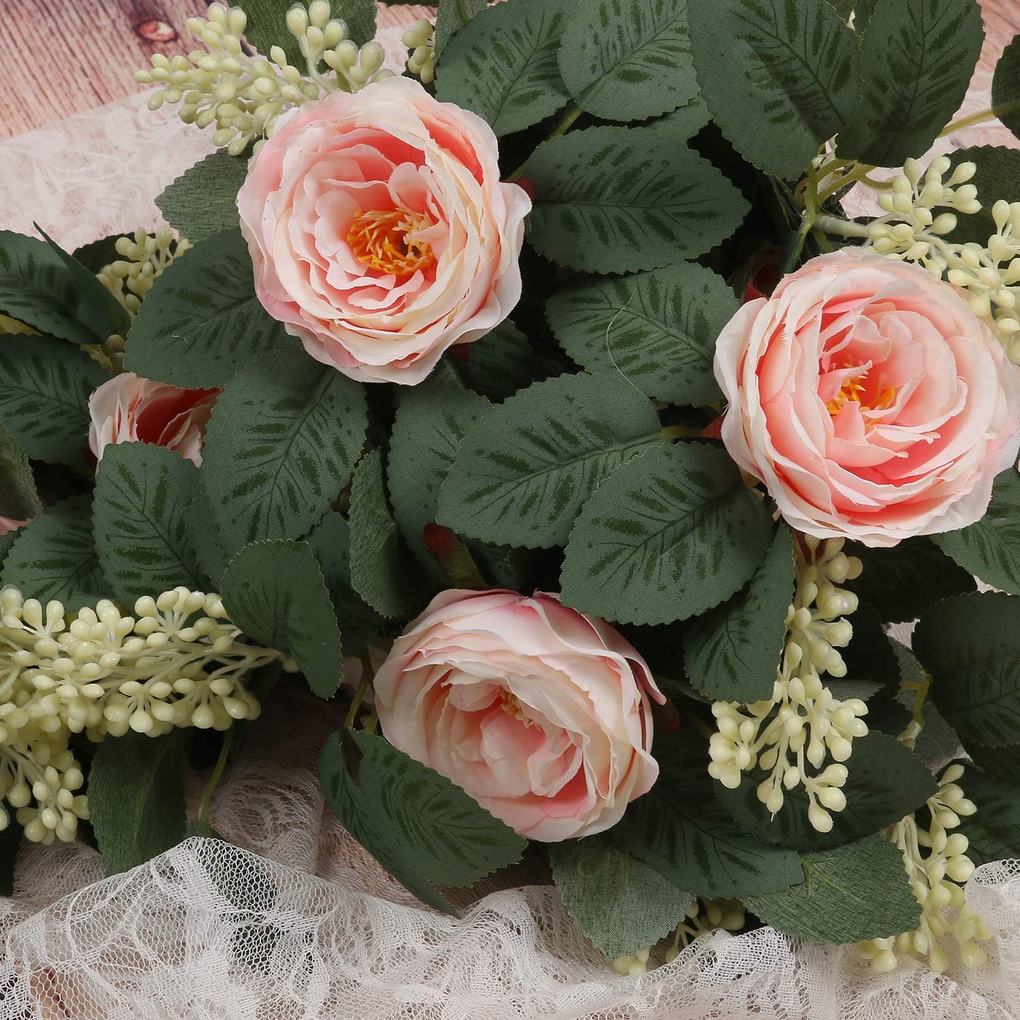 U'Artlines Juego de 2 (4,0m en Total) Guirnalda de Rosas Artificiales Flores Colgantes Guirnalda Flores y Plantas Artificiales para la Decoración del Jardín de la Boda del Hotel(Rosa)