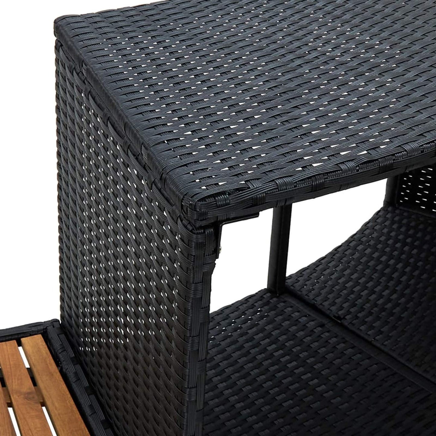 Mogou Borde de bañera de hidromasaje, Yacuzzi Exterior Hinchable Piezas De Recambi, Borde para Bañera De Hidromasaje SPA, ratán PE Madera de Acacia Negro