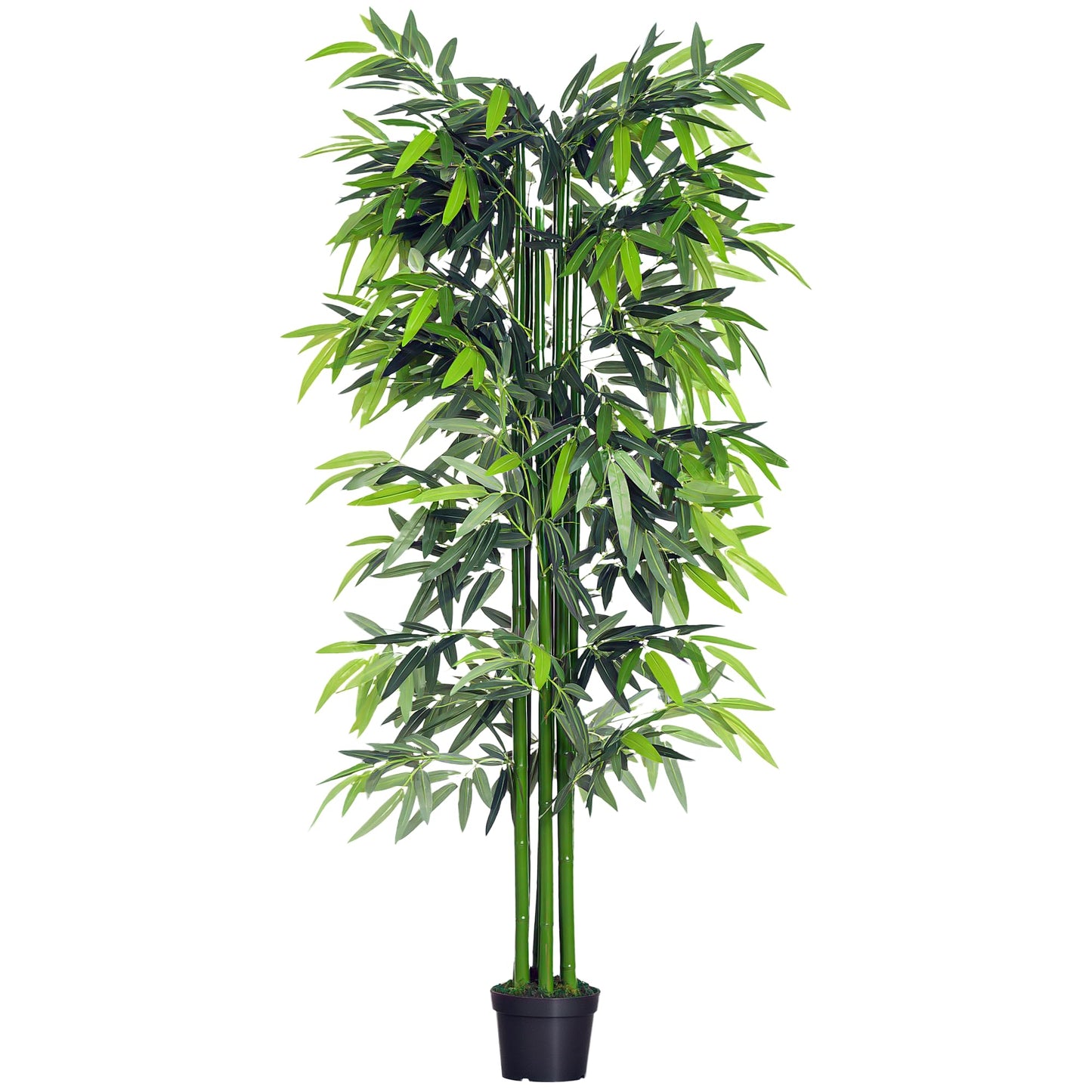Outsunny Bambú Artificial 180 cm con Cañas Naturales Planta Artificial con Maceta Árbol Decorativo para Hogar Salón Oficina Verde