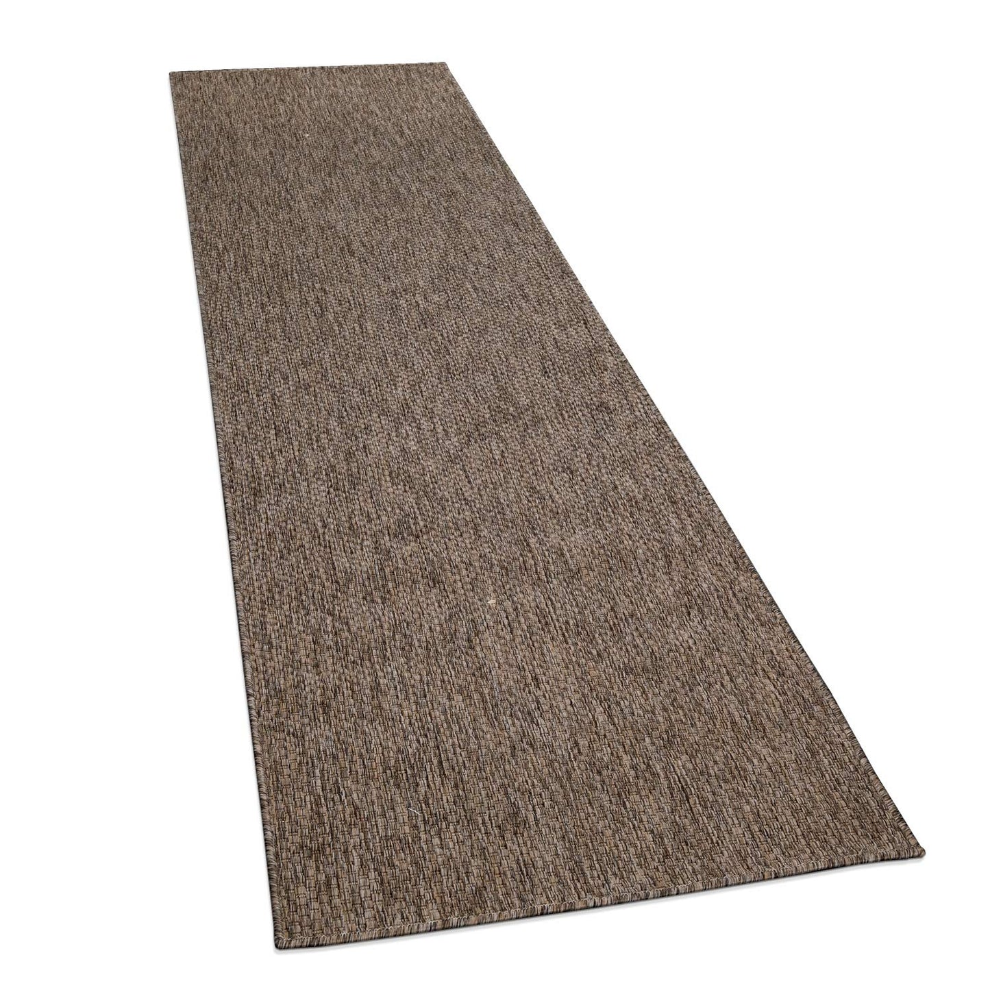 Paco Home Alfombra Exterior Interior Balcón Terraza Alfombra Cocina Monocolor Jaspeado, tamaño:80x250 cm, Color:Taupe
