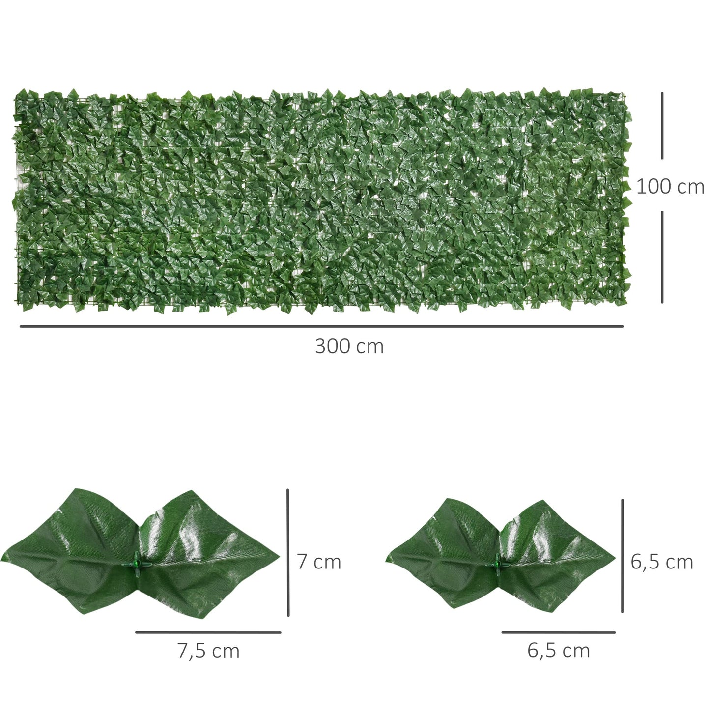 Outsunny Seto Artificial Ocultación Jardín en Rollo 3x1 m Pantalla de Valla de Privacidad de Hiedra Artificial para Terraza Balcón Exterior Decoración de Hojas Verde