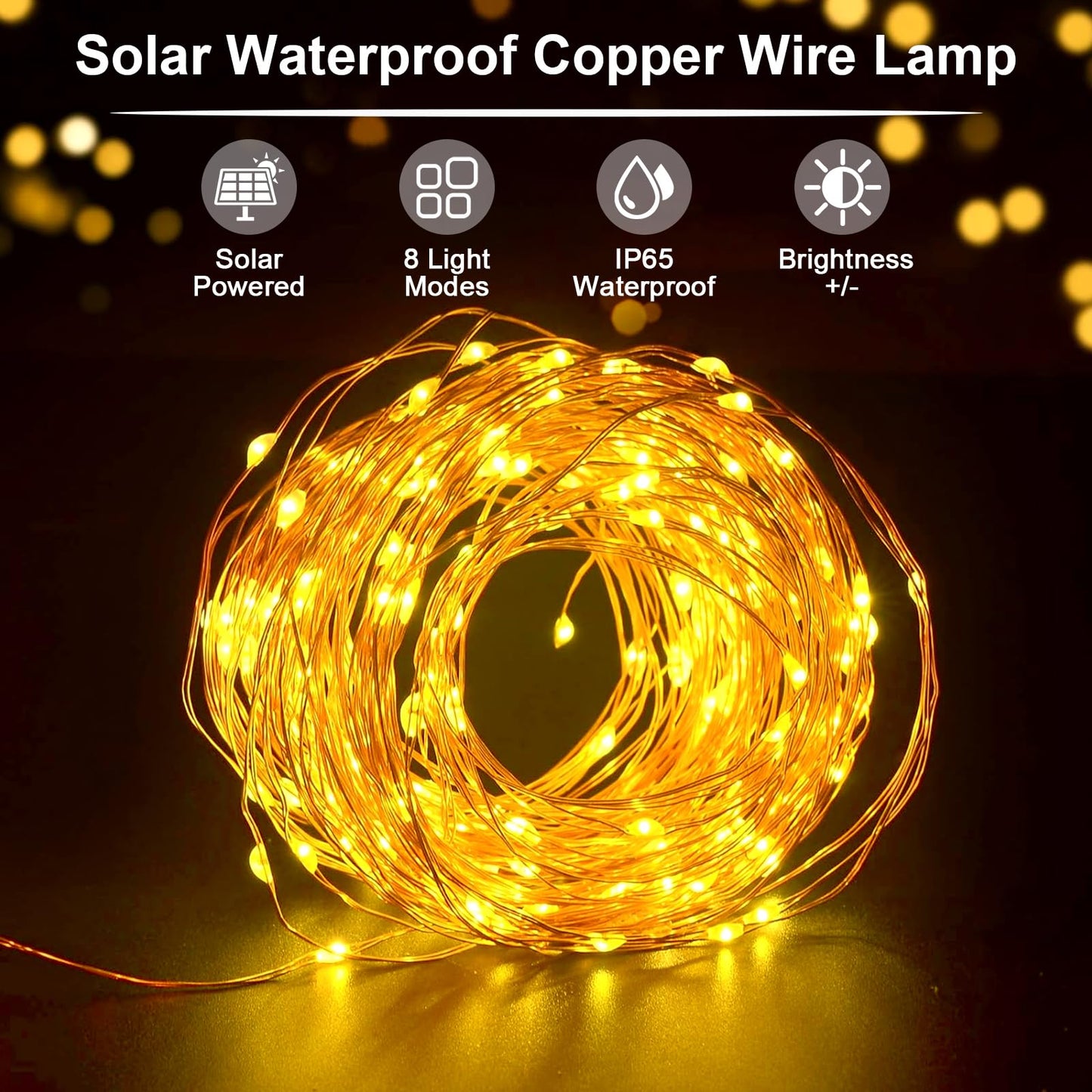 GHONLZIN Guirnaldas Luces Exterior Solar, 2 Paquete 150 Luces LED Solares Exteriores Jardin IP65 Impermeable con 8 Modos de Iluminación, 15M/49Ft Cadena de Luces Decoracion para Navidad,Jardines