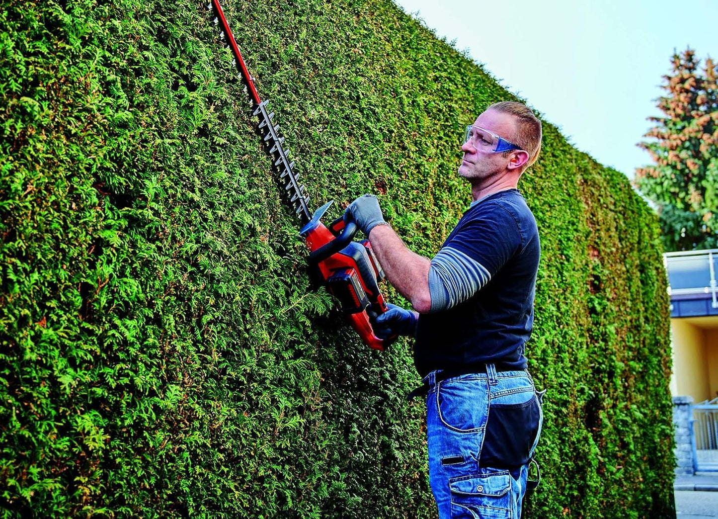 Einhell Cortasetos con batería GE-CH 36/65 Li-Solo Power X-Change (36 V, 65 cm de longitud de corte, 30 mm distancia entre dientes, mango giratorio, colector de recortes, sín batería)