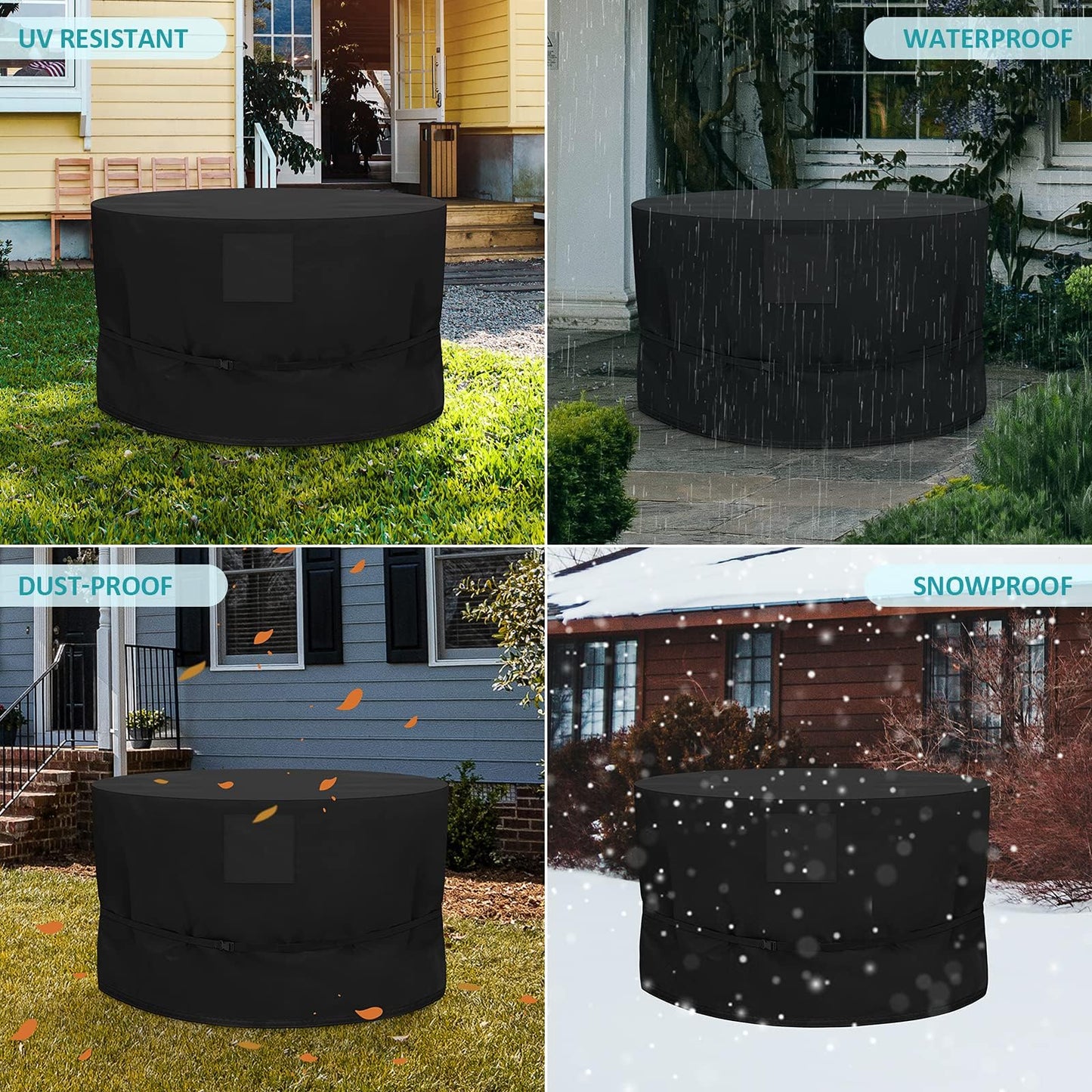 SIRUITON Ø190X80cm Funda para Mesa de Jardin Impermeable, Anti-UV 420D Protectora Redonda Mueble de Exterior Impermeable Fundas Oxford ,10000 Pa Funda Mesa Jardín Redonda