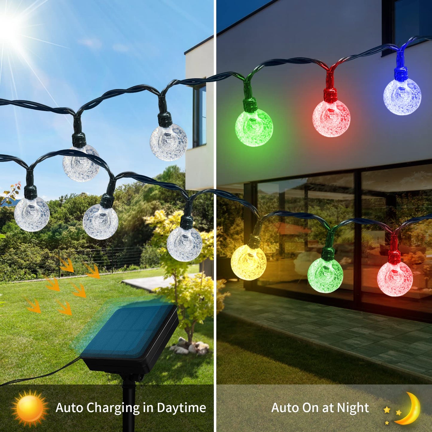 YzzYzz Guirnaldas Luces Exterior Solar 14M, 80 LED Cadena de Luces Solares para Exteriores, 8 Modos & Impermeable Luces Navidad Guirnalda LED para Terraza, Fiestas, Bodas, Patio, Jardines, Interior