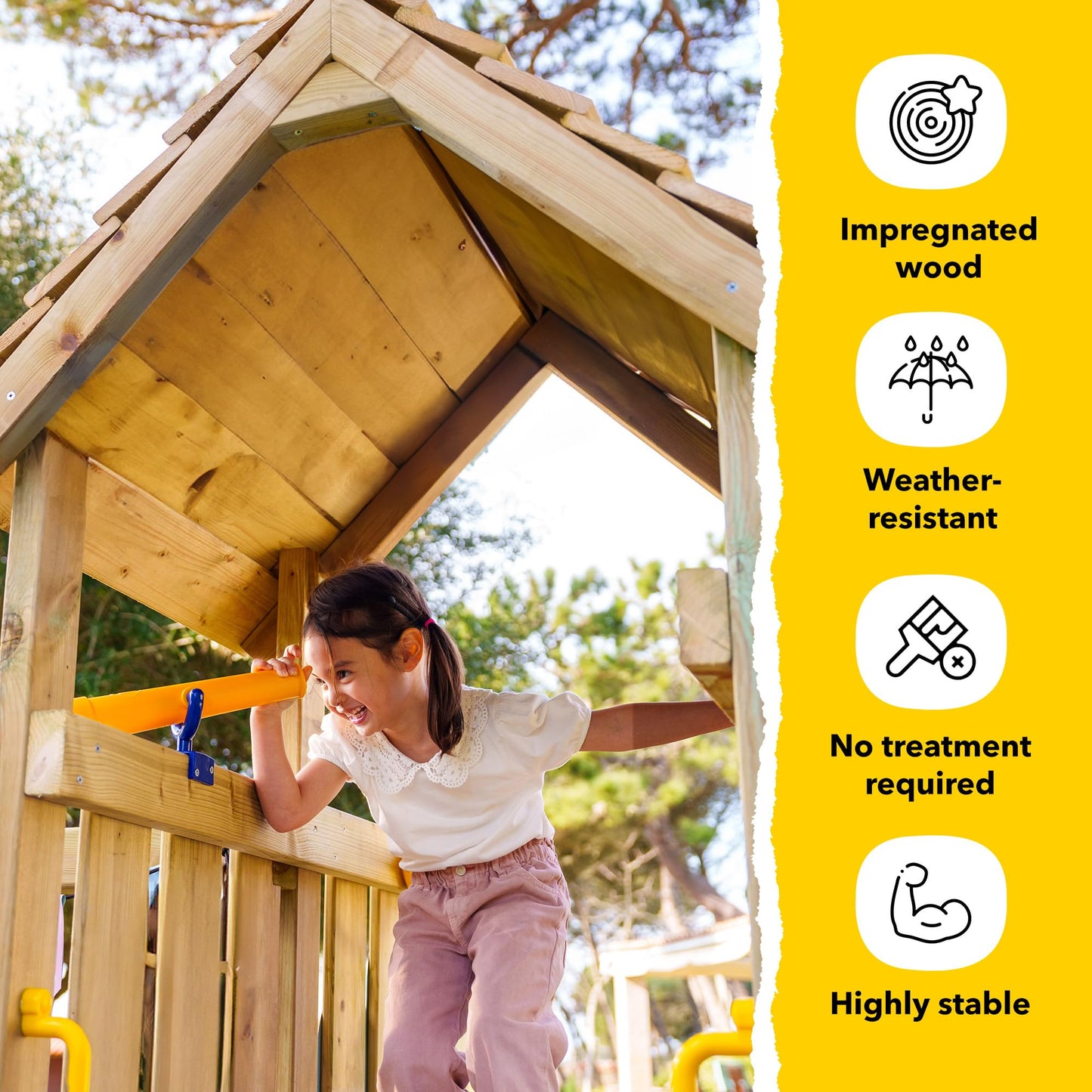 WICKEY Parque Infantil Smart Coast con Columpio y tobogán Rojo, Torre de Escalada Infantil de Exterior con arenero, Escalera y Accesorios de Juego para el jardín