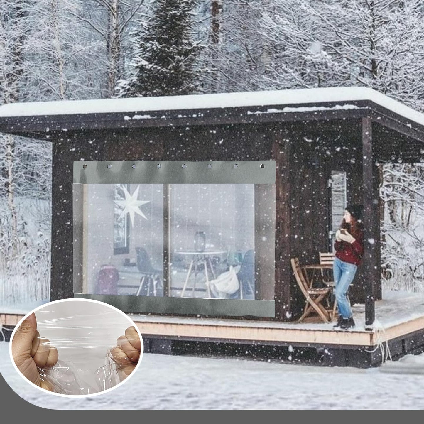 CLXRZM Exterior Impermeable Vinilo Lona Cortinas, Cortina Transparente al Aire Libre, 0.6mm PVC Duradera Panel Lateral con Ojales para Porche Terraza Pérgola, 3x2.5m