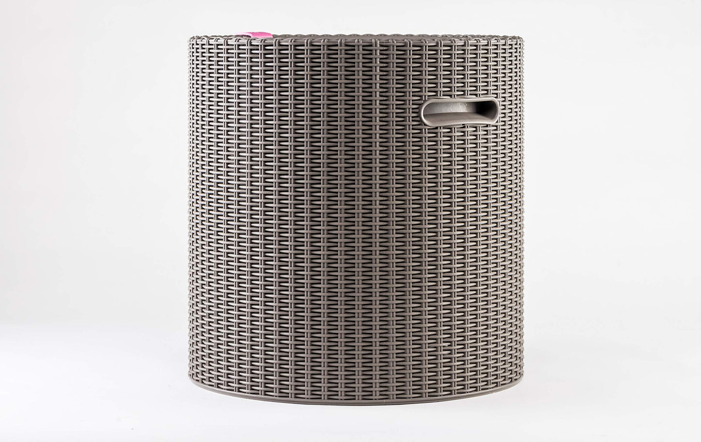 Keter Stool, Capacidad 39 litros Mesa nevera para terraza o Stool exterior, Resina con acabado ratán plano, 42 x 42 x 41 cm, Color Capuchino