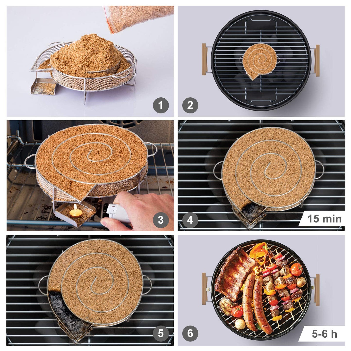 LIHAO Generador de Humo Frío Cocina Ahumador de Acero Inoxidable para Barbacoa Carne Pescado (con Forma Redonda)